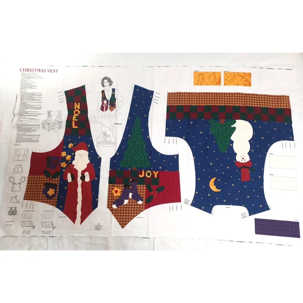 VTG Cranston Christmas Holiday Vest Santa Panel Cotton Fabric Snowman XS-L